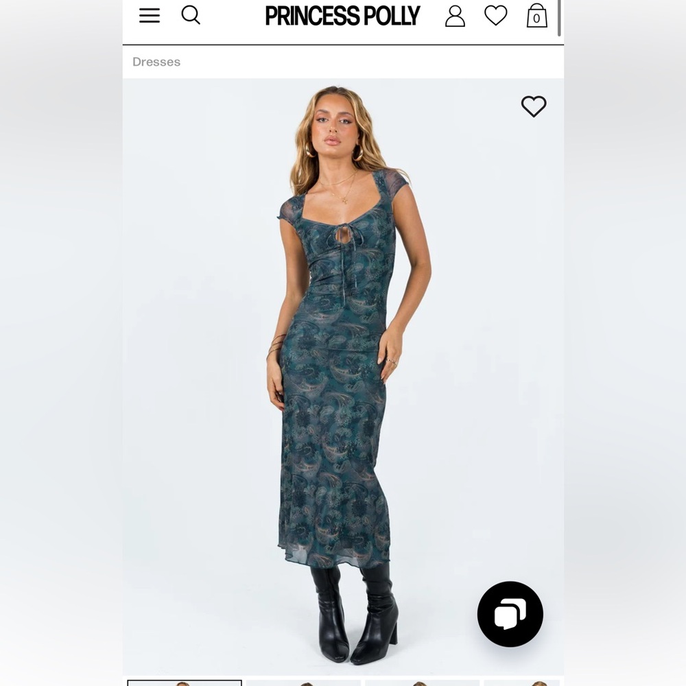 Princess Polly Motel Lunama Dress Tonal Blue Paisley. US Size 6